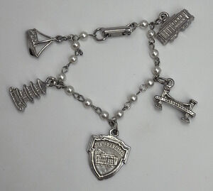 Travel Charm Bracelet San Francisco Silver Tone Shield Trolley Bridge 6"